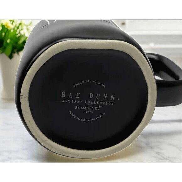 Rae Dunn SMILE Coffee Mug Black Ceramic Mug with Handle Farmhouse Home Decor Mug - Picture 5 of 6